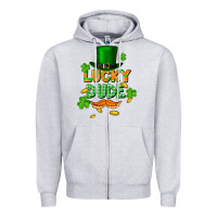 Heather Grey lucky dude St. Patricks Day Zipper Hoodie - FaDigitalArtStudio