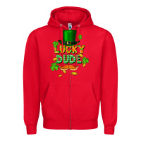 Red lucky dude St. Patricks Day Zipper Hoodie - FaDigitalArtStudio