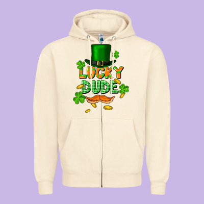 Lucky Dude St. Patricks Day Zipper Hoodie Designed By Fadigitalartstudio