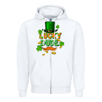 White lucky dude St. Patricks Day Zipper Hoodie - FaDigitalArtStudio