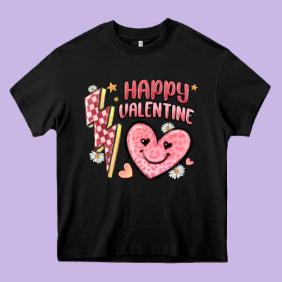 Happy Valentine Heart Heavy Core Tee Designed By Maliassmallbusiness