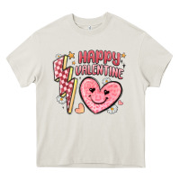Cream happy valentine heart Heavy Core Tee - MaliasSmallBusiness