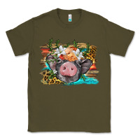 Army Green baby pig with floral and western background Classic Tee - BarkalooDesign