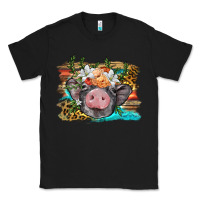 Black baby pig with floral and western background Classic Tee - BarkalooDesign