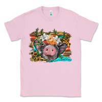 Bubblegum Pink baby pig with floral and western background Classic Tee - BarkalooDesign