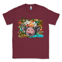Burgundy baby pig with floral and western background Classic Tee - BarkalooDesign