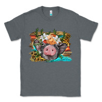 Charcoal Heather baby pig with floral and western background Classic Tee - BarkalooDesign