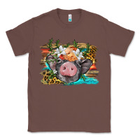 Chestnut baby pig with floral and western background Classic Tee - BarkalooDesign