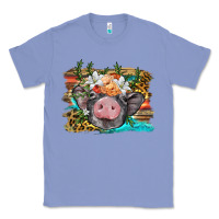 Colony Blue baby pig with floral and western background Classic Tee - BarkalooDesign
