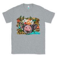 Heather Grey baby pig with floral and western background Classic Tee - BarkalooDesign