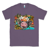 Lavender baby pig with floral and western background Classic Tee - BarkalooDesign