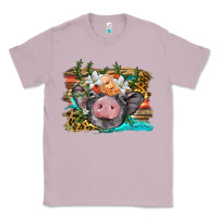 Lilac baby pig with floral and western background Classic Tee - BarkalooDesign