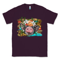 Plum baby pig with floral and western background Classic Tee - BarkalooDesign