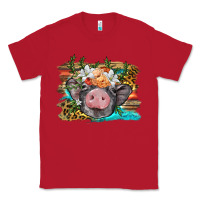Red baby pig with floral and western background Classic Tee - BarkalooDesign