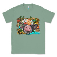 Sage baby pig with floral and western background Classic Tee - BarkalooDesign