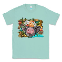 Seafoam baby pig with floral and western background Classic Tee - BarkalooDesign