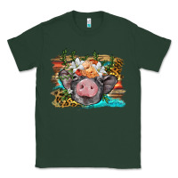 Sports Green baby pig with floral and western background Classic Tee - BarkalooDesign