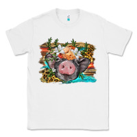 White baby pig with floral and western background Classic Tee - BarkalooDesign
