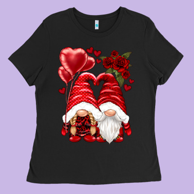 Valentines Day Gnomies Ladies Tee Designed By Nancycooperartshop