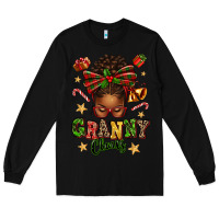 Black granny claus afro messy bun Long Sleeve Tee - texasbilliewilder
