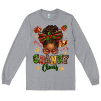 Heather Grey granny claus afro messy bun Long Sleeve Tee - texasbilliewilder