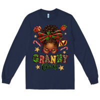 Navy granny claus afro messy bun Long Sleeve Tee - texasbilliewilder