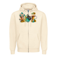 Sandshell western coffee cups with sunflower and gemstone bbs Zipper Hoodie - BundleAndBundleShop