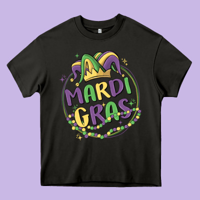 Mardi Gras Heavy Core Tee Designed By Maliassmallbusiness