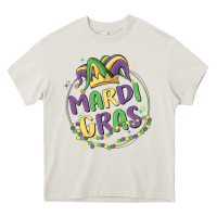 Cream mardi gras Heavy Core Tee - MaliasSmallBusiness