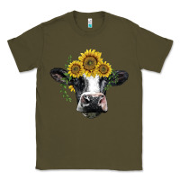 Army Green holstein cow with sunflower Classic Tee - BarkalooDesign