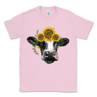 Bubblegum Pink holstein cow with sunflower Classic Tee - BarkalooDesign