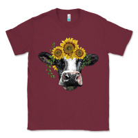 Burgundy holstein cow with sunflower Classic Tee - BarkalooDesign