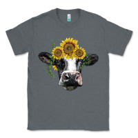 Charcoal Heather holstein cow with sunflower Classic Tee - BarkalooDesign