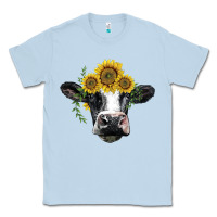 Dusty Blue holstein cow with sunflower Classic Tee - BarkalooDesign