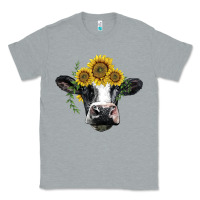 Heather Grey holstein cow with sunflower Classic Tee - BarkalooDesign