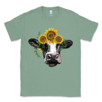 Sage holstein cow with sunflower Classic Tee - BarkalooDesign