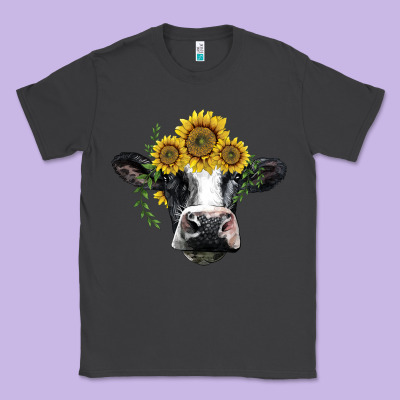 Holstein Cow With Sunflower Classic Tee Designed By Barkaloodesign