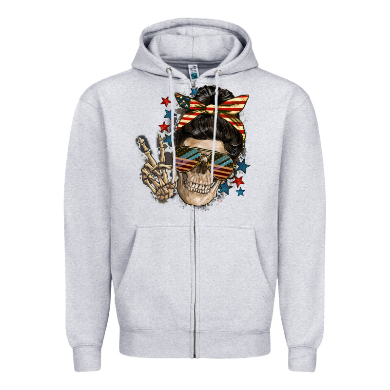 American Mother Skull Mother's Day Zipper Hoodie by FaDigitalArtStudio | Teevron