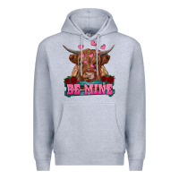 Heather Grey be mine highland cow Premium Hoodie - RanaPortraitStore