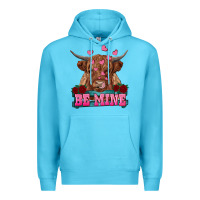 Ocean Blue be mine highland cow Premium Hoodie - RanaPortraitStore