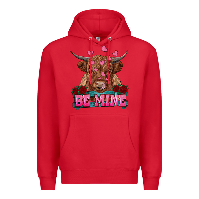 Be Mine Highland Cow Premium Hoodie by RanaPortraitStore | Teevron