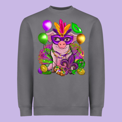Mardi Gras Pig Heavyweight Sweatshirt Designed By Howdyjamesfarm