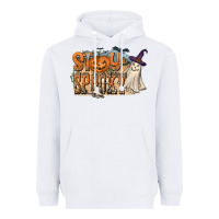 White Stay Spooky Heavyweight Hoodie - CowhideDigitalArt