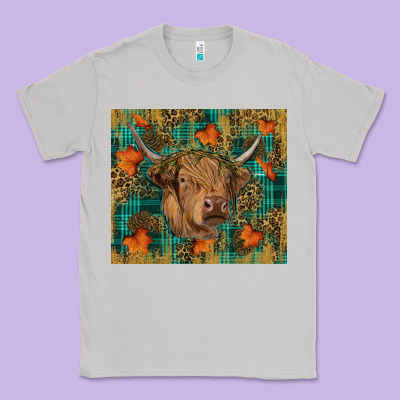 Western Fall Cow Classic Tee Designed By Ranaportraitstore