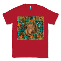 Red Western Fall Cow Classic Tee - RanaPortraitStore