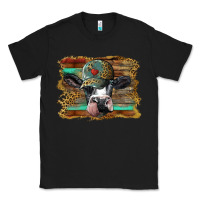 Black holstein cow with cap and leopard background Classic Tee - BarkalooDesign