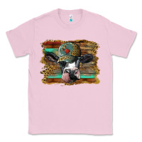 Bubblegum Pink holstein cow with cap and leopard background Classic Tee - BarkalooDesign