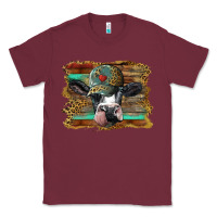 Burgundy holstein cow with cap and leopard background Classic Tee - BarkalooDesign