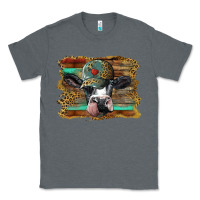 Charcoal Heather holstein cow with cap and leopard background Classic Tee - BarkalooDesign