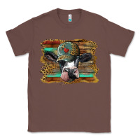 Chestnut holstein cow with cap and leopard background Classic Tee - BarkalooDesign